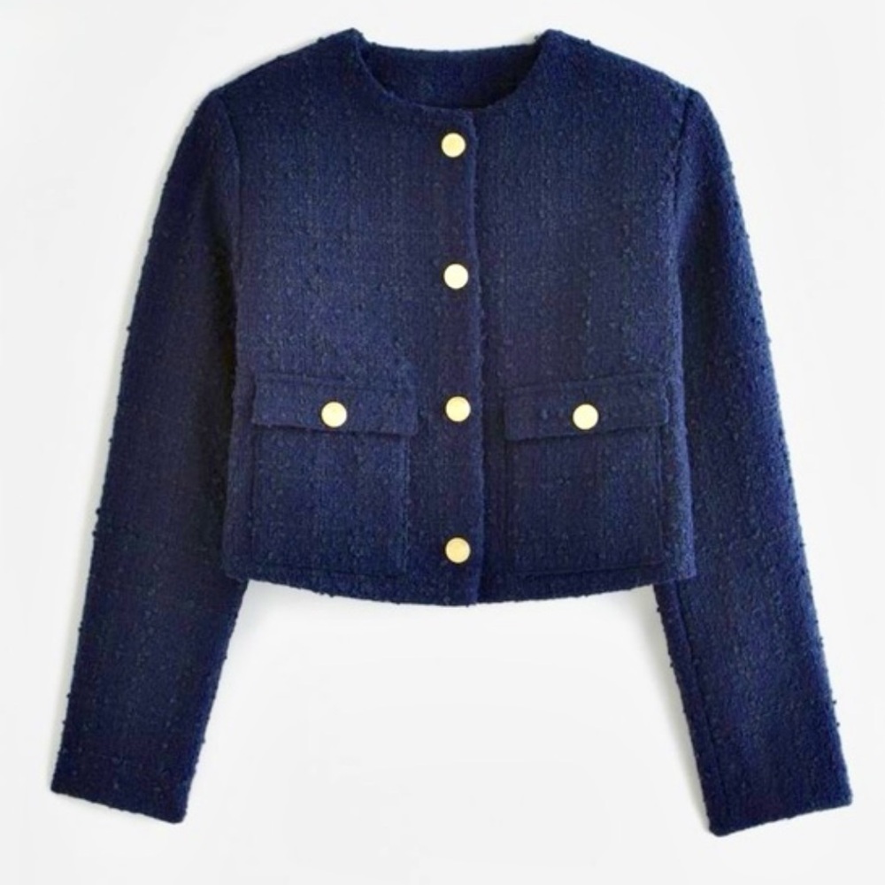Abercrombie & Fitch Women's Collarless Tweed Jacket